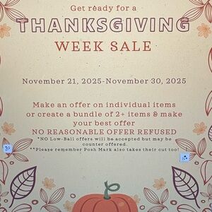 Thanksgiving Week Closet Sale 11/21/25-11/30/25!!!!